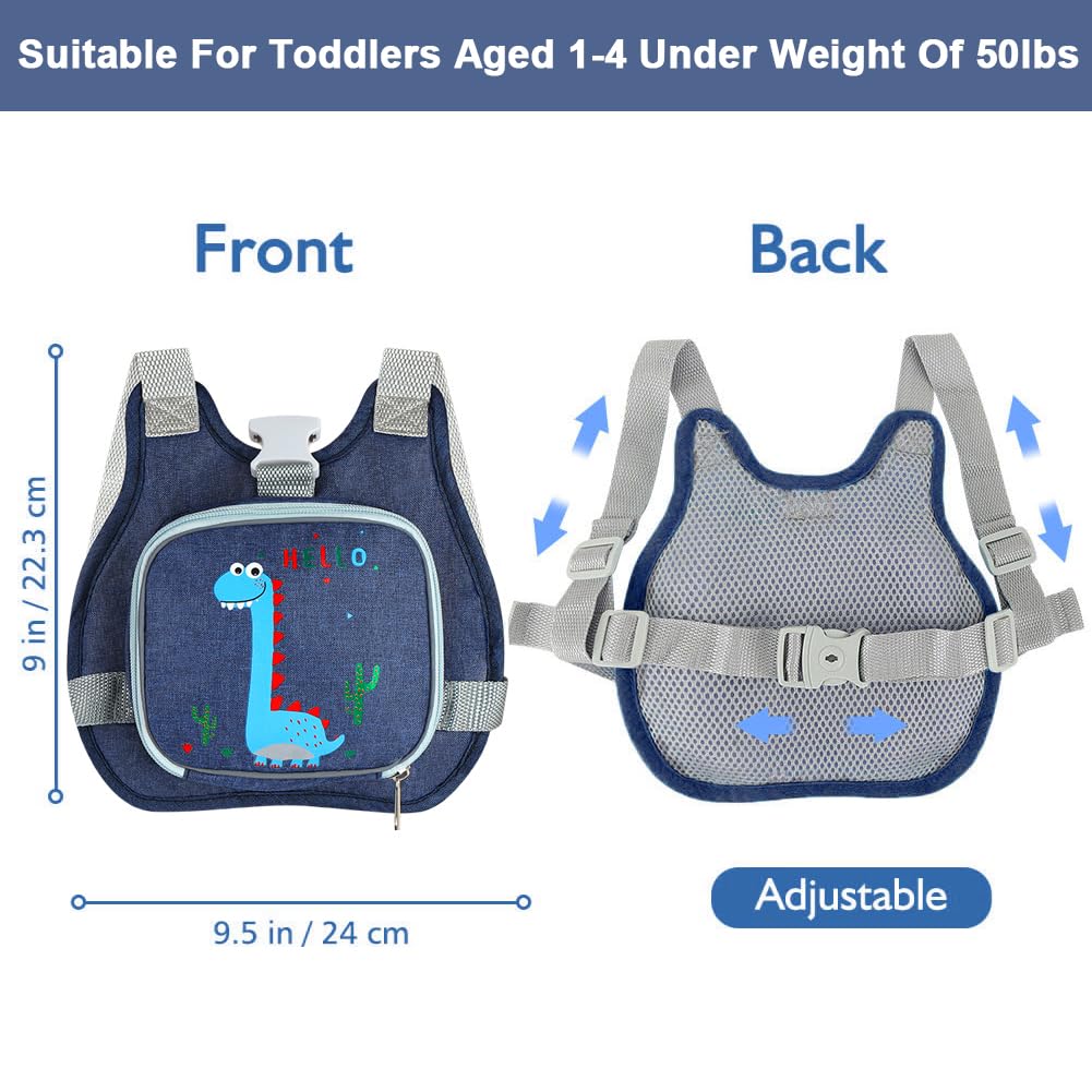 Toddler Harness Leash+ Anti Lost Wrist Link,  Cute Dinosaur Kids Harness with Leash, Foldable Child Leash Baby Walking Wristband Assistant Strap Belt Hold Baby Boys Girls Close While Walking