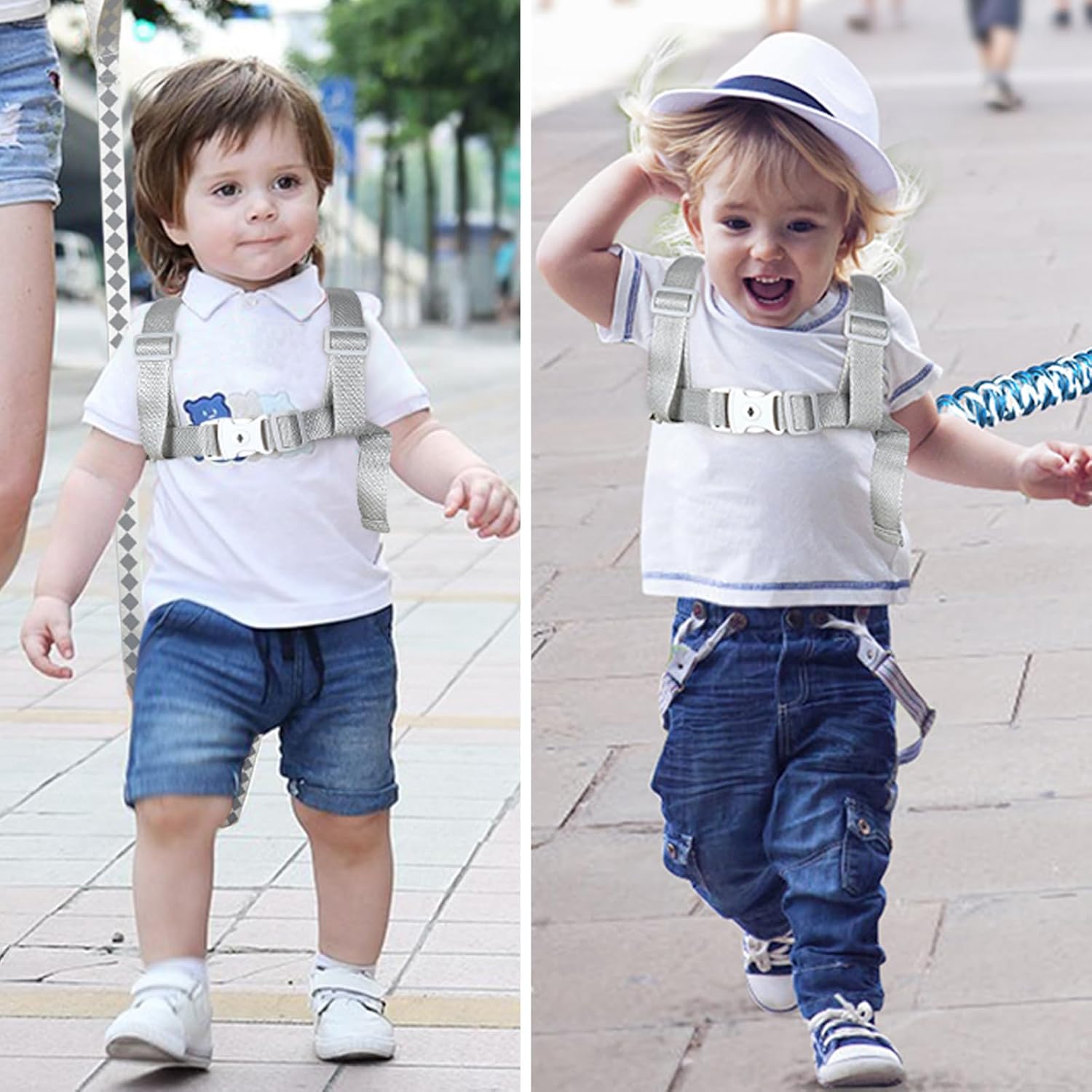 Toddler Harness Leash+ Anti Lost Wrist Link,  Cute Dinosaur Kids Harness with Leash, Foldable Child Leash Baby Walking Wristband Assistant Strap Belt Hold Baby Boys Girls Close While Walking