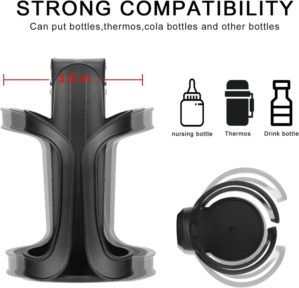 Universal Stroller Cup Holder Bundle Set, Bike Cup Holder, Drinks Holder for Stroller, Bicycle, Wheelchair, Walker, Scooter