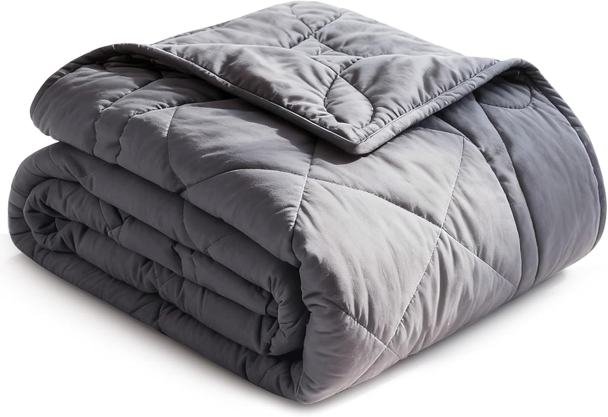 Weighted Blanket (15lbs, 60''x80''), Heavy Blanket Washable for Adult with Premium Glass Beads-Grey