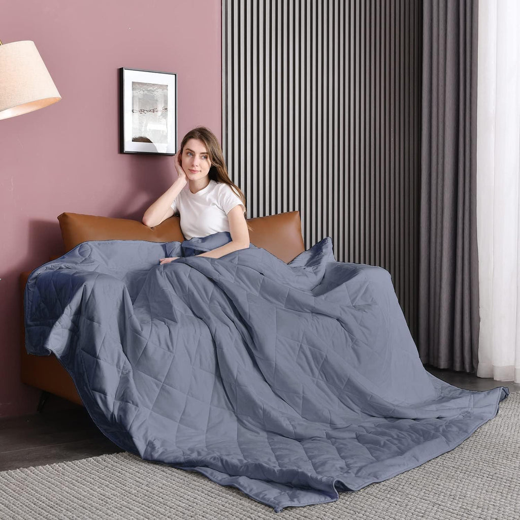 Weighted Blanket (15lbs, 60''x80''), Heavy Blanket Washable for Adult with Premium Glass Beads-Grey