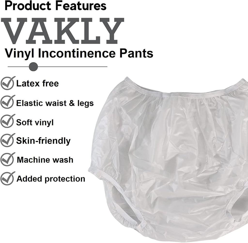 Adult Vinyl Waterproof Pull-On Diaper Cover Incontinence Pants – Oversized Underwear Protection with Added Leak Resistance, Worn Over Diapers or Briefs