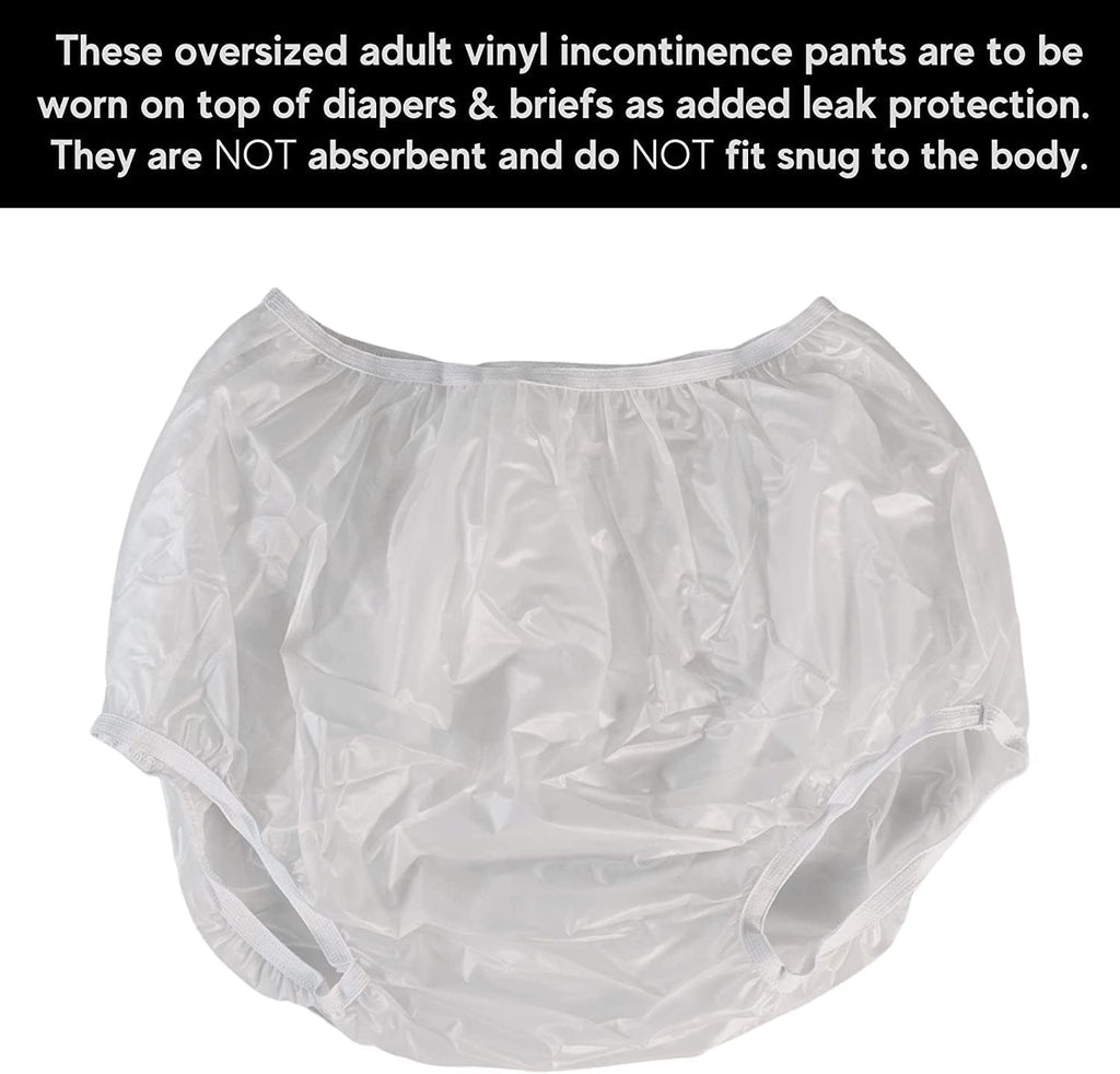 Adult Vinyl Waterproof Pull-On Diaper Cover Incontinence Pants – Oversized Underwear Protection with Added Leak Resistance, Worn Over Diapers or Briefs