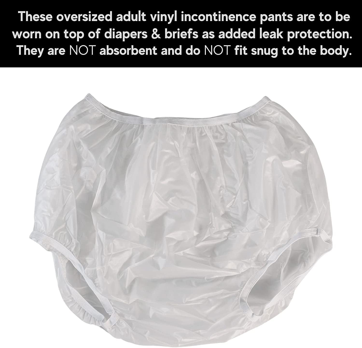 Adult Vinyl Waterproof Pull-On Diaper Cover Incontinence Pants – Oversized Underwear Protection with Added Leak Resistance, Worn Over Diapers or Briefs