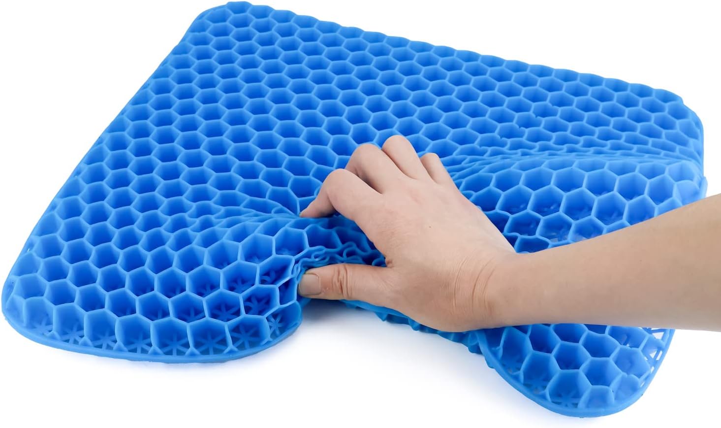 Gel Seat Cushion, Gel Cushion, Cool & Breathable & Non-Slip for Car, Office, Home, Wheelchair (Blue, 40 x 35 x 3.2 cm)