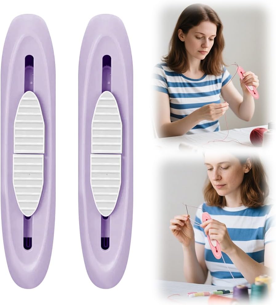 2 in 1 Needle Threader Seam Ripper Tool, 2025 New Needle Threaders Seam Rippers for Sewing, Upgrade Needle Threading and Seam Kit Seam Ripper Tool for Elderly and Sewing Enthusiasts (Purple X2)