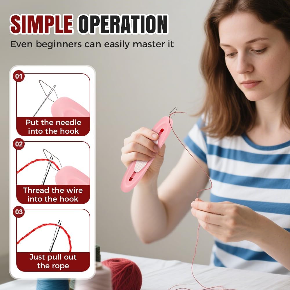 2 in 1 Needle Threader Seam Ripper Tool, 2025 New Needle Threaders Seam Rippers for Sewing, Upgrade Needle Threading and Seam Kit Seam Ripper Tool for Elderly and Sewing Enthusiasts (Purple X2)