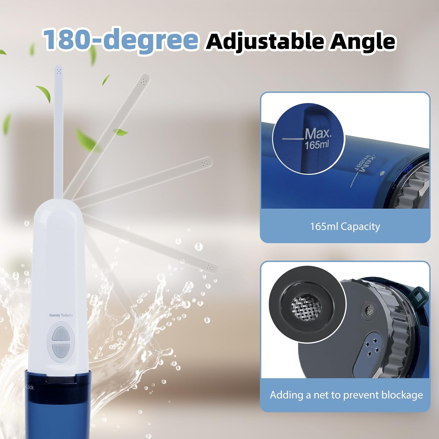 Portable Bidet for Travel, High Pressure Handheld Electric Sprayer, Rechargeable Travel Bidet for Women & Men, Personal Hygiene Cleaning, Soothing Postpartum Care, Blue