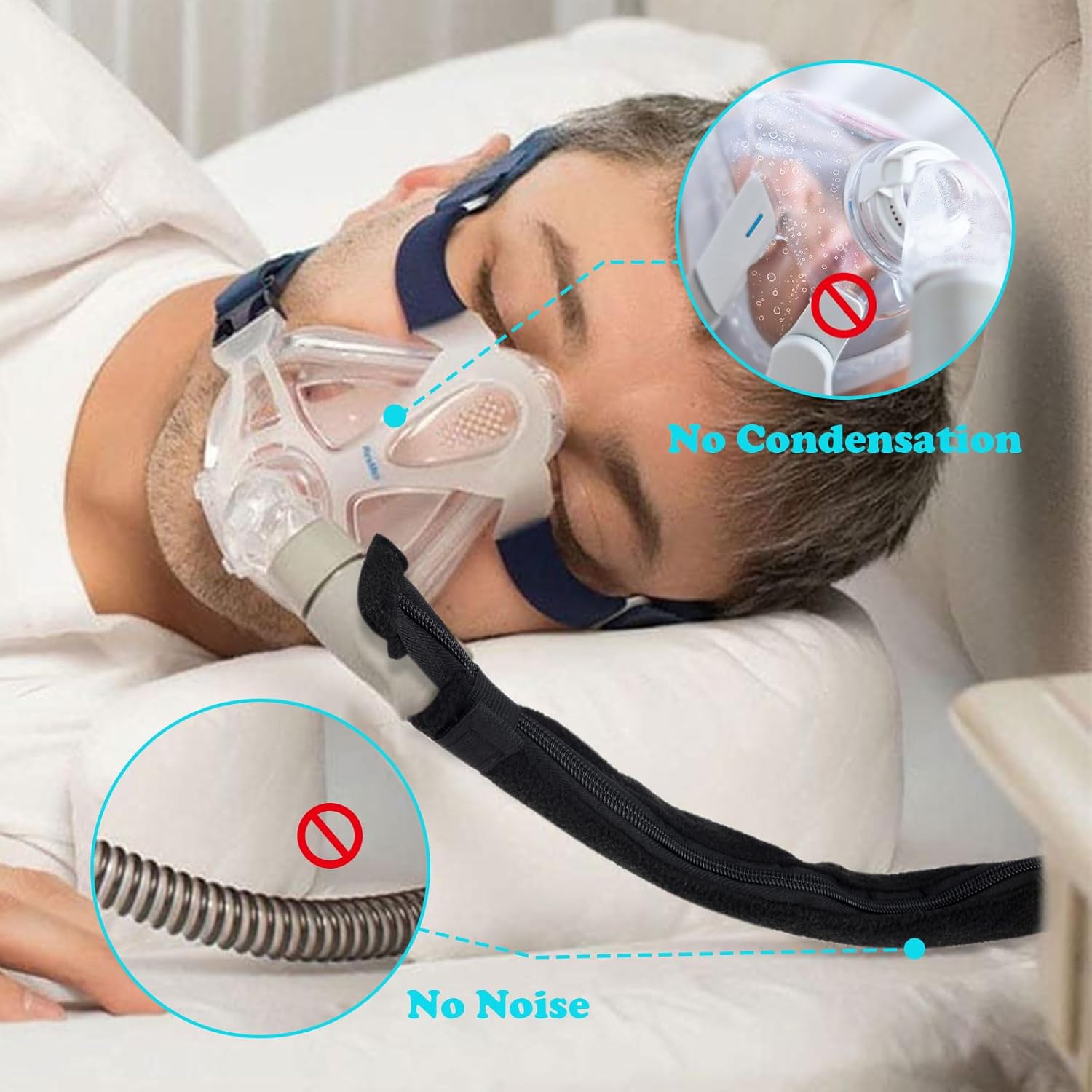 iGuerburn 6ft 4in CPAP Hose Cover for ResMed Airsense 11 & 10 ClimateLineAir Heated Tubing, Full-Length Zipper CPAP Tube Cover Sleeve Reduces Condensation & Noise, Cat Proof
