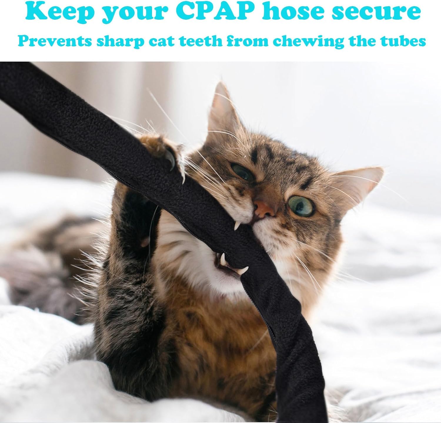 iGuerburn 6ft 4in CPAP Hose Cover for ResMed Airsense 11 & 10 ClimateLineAir Heated Tubing, Full-Length Zipper CPAP Tube Cover Sleeve Reduces Condensation & Noise, Cat Proof