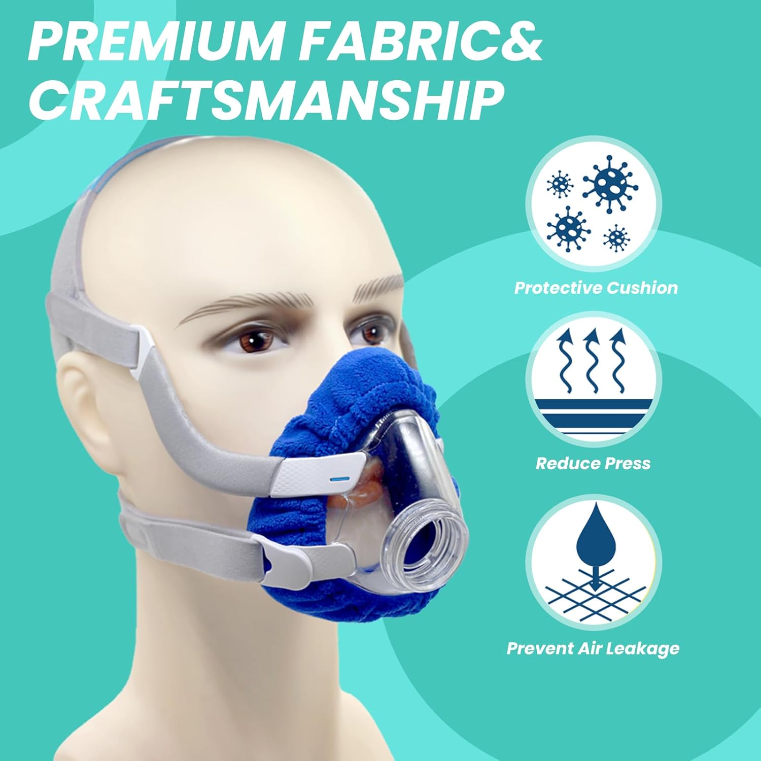 6-Pack Medium CPAP' Mask Liners Complitable for Resmed F20 Full Face Mask Cushions, Ultra-Soft Micro-Fleece Reduces Air Leaks & Pressure Marks, Reusable Mask Covers, Breathable for All-Night