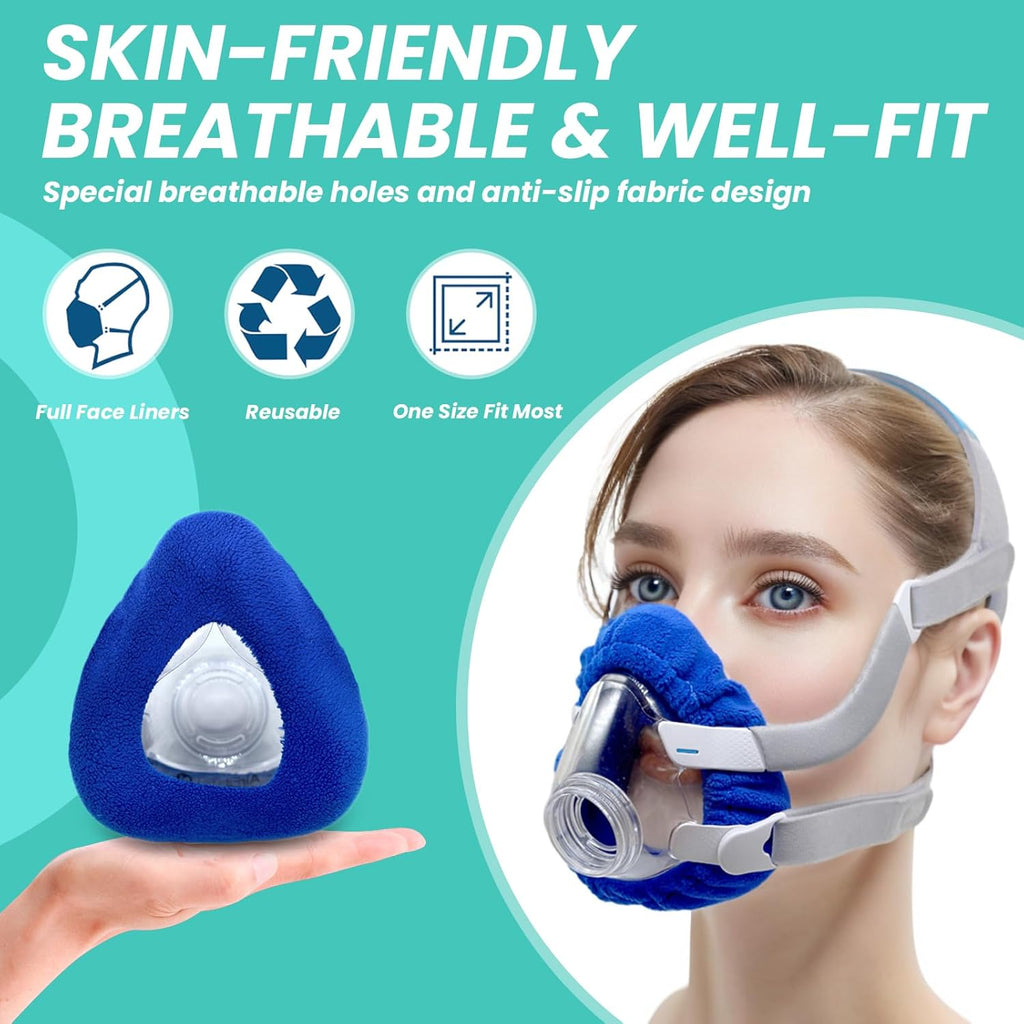 6-Pack Medium CPAP' Mask Liners Complitable for Resmed F20 Full Face Mask Cushions, Ultra-Soft Micro-Fleece Reduces Air Leaks & Pressure Marks, Reusable Mask Covers, Breathable for All-Night