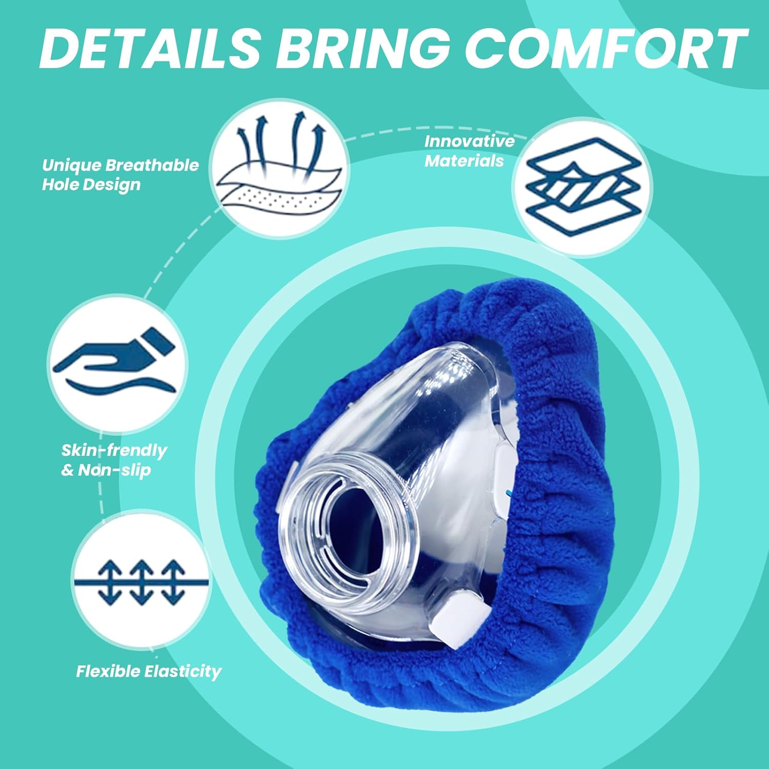 6-Pack Medium CPAP' Mask Liners Complitable for Resmed F20 Full Face Mask Cushions, Ultra-Soft Micro-Fleece Reduces Air Leaks & Pressure Marks, Reusable Mask Covers, Breathable for All-Night