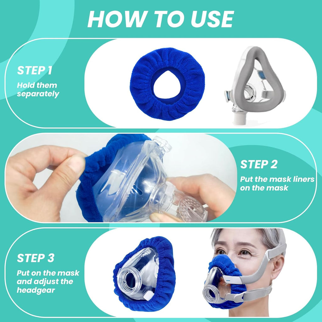 6-Pack Medium CPAP' Mask Liners Complitable for Resmed F20 Full Face Mask Cushions, Ultra-Soft Micro-Fleece Reduces Air Leaks & Pressure Marks, Reusable Mask Covers, Breathable for All-Night
