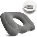 Petluno Inflatable Donut Cushion for Tailbone Pain Relief - Orthopedic Hemorrhoid & Sciatica Seat Cushion - Coccyx Cushion for Postpartum, Pregnancy, Office Chair, Car, Wheelchair & Post-Surgical Recovery (Grey)