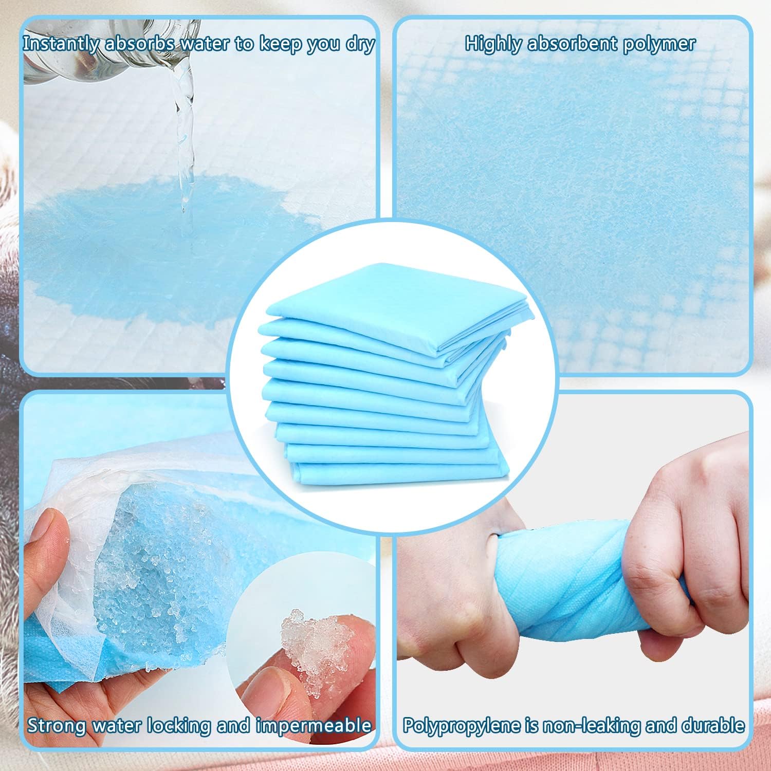 100 Pack Disposable Changing Pads, Portable Diaper Change Pad for Baby, Super Absorbent Leak-Proof Incontinence Bed Table Pee Mat for Travel and Home