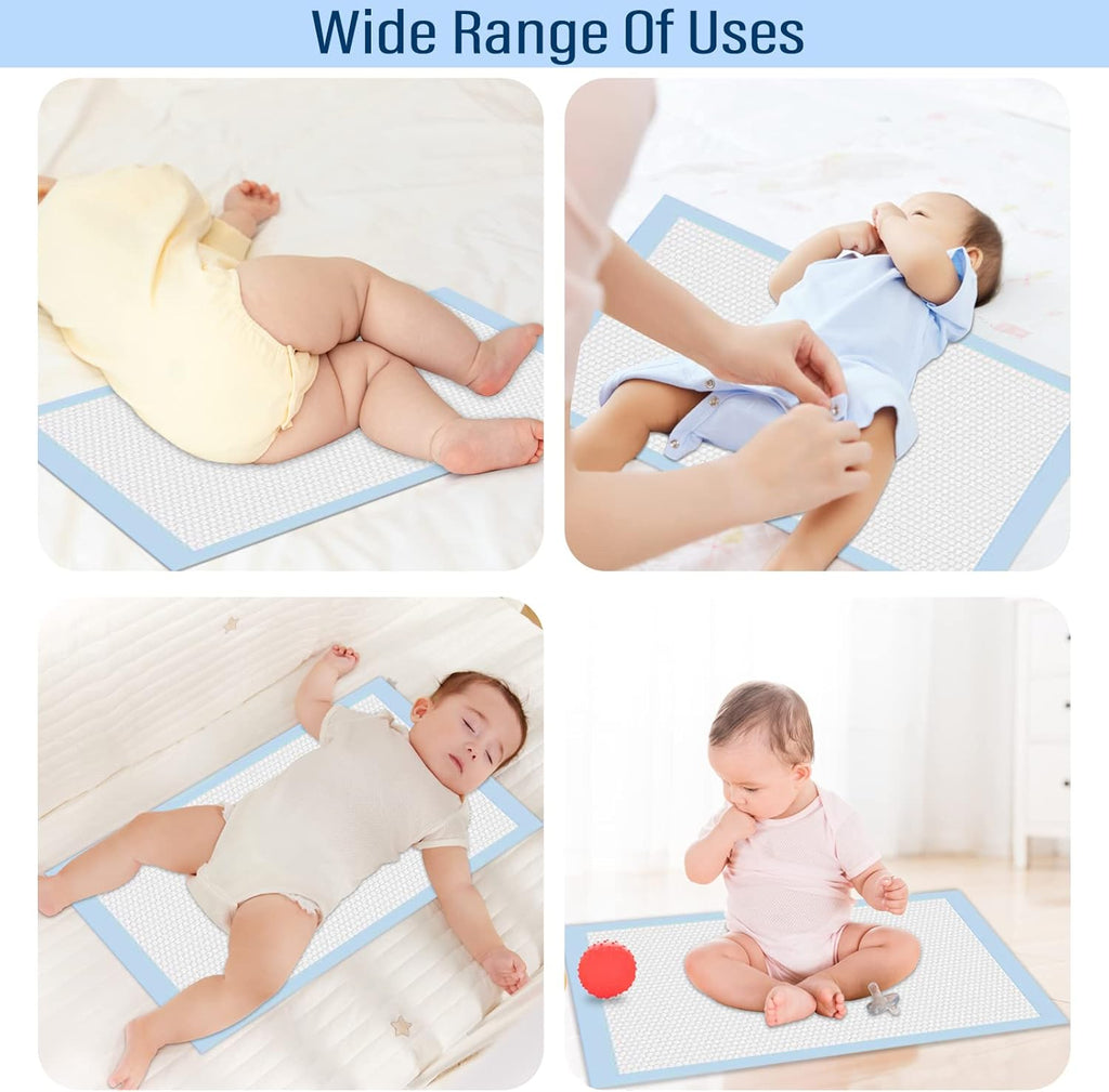 40 Pack Disposable Changing Pads,  Portable Diaper Change Pad for Baby, Super Absorbent Leak-Proof Incontinence Bed Table Pee Mat for Travel and Home (40, Blue, L)