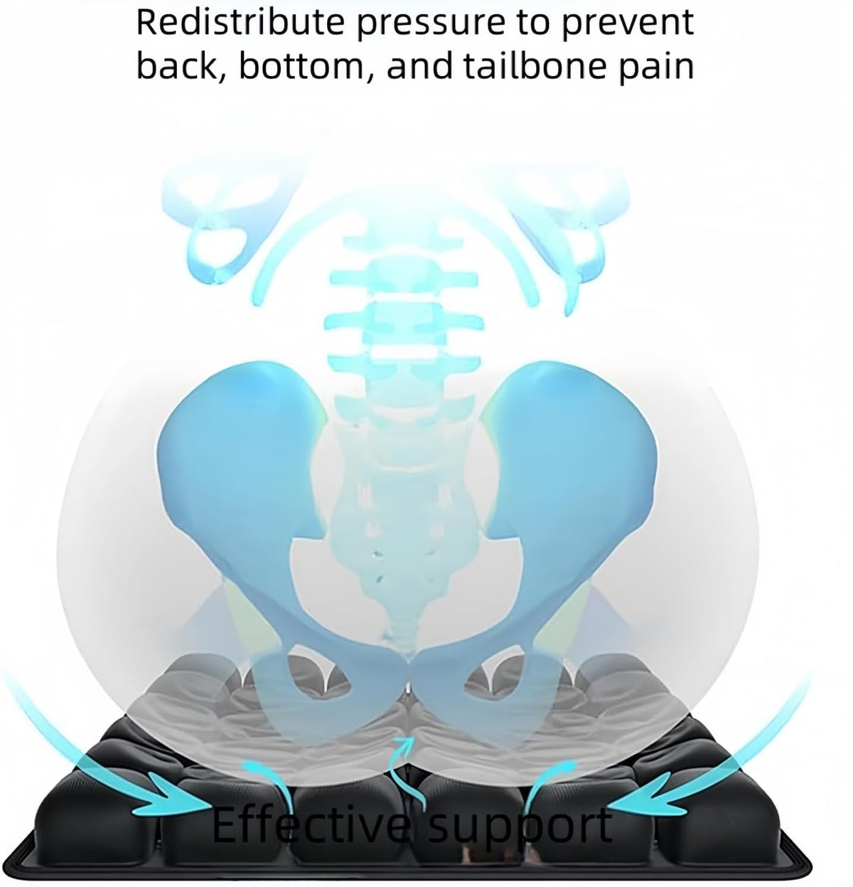 3D Air Cell Travel Cushion - Inflatable Seat Cushion for Airplane, Car, Office Chair, and Wheelchair