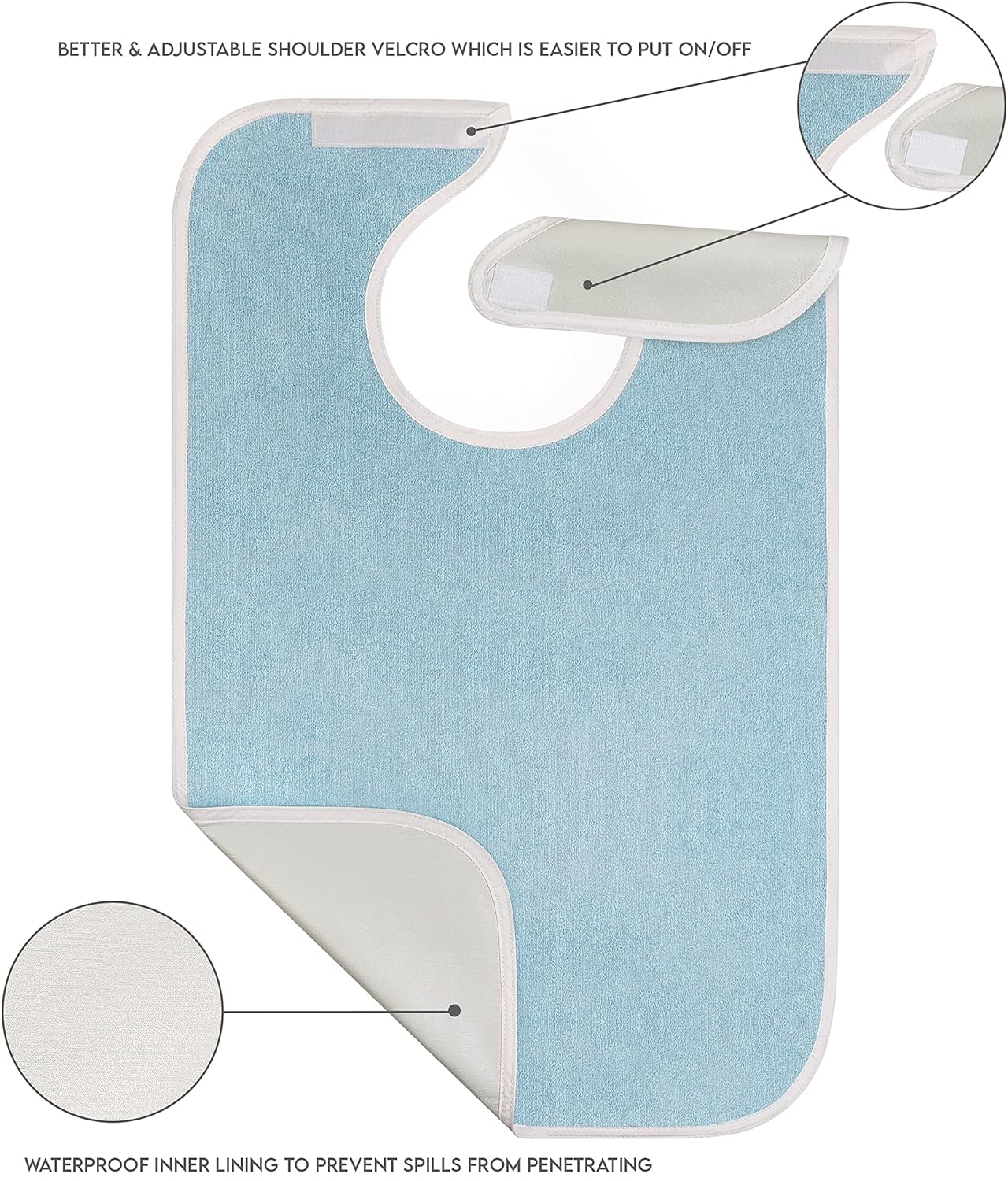 Adult Nappies - 3-pack - Unisex - Sky Blue - Disposable Nappies - Suitable for elderly women and men - Waterproof - Adjustable and washable - 75*45cm