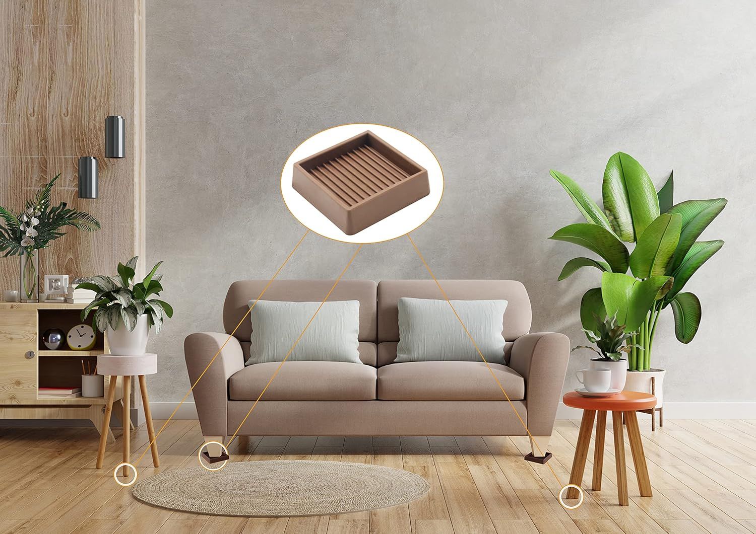 2" Square 4 Pack 3" Square 4 Pack Rubber Caster Cups, Non Slip urniture Pads, Anti-Slip Gripper, Anti Skid urniture eet, Anti Slide loor Protector or Bed Couch Table Chair Stoppers