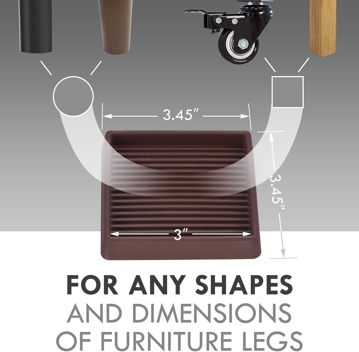 2" Square 4 Pack 3" Square 4 Pack Rubber Caster Cups, Non Slip urniture Pads, Anti-Slip Gripper, Anti Skid urniture eet, Anti Slide loor Protector or Bed Couch Table Chair Stoppers