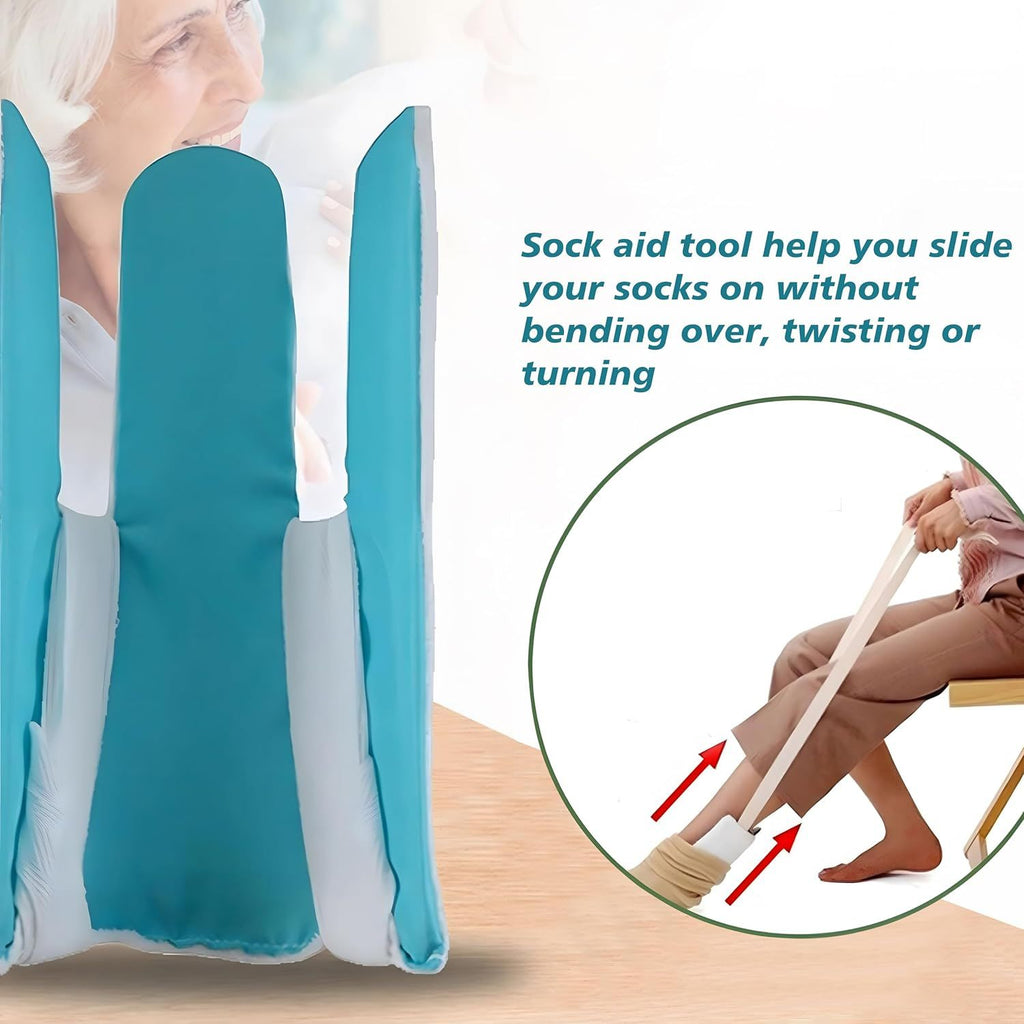 Sock Aid Device for Seniors, Sock Aids for Putting and Off Socks, Sock Helper for Pregnant Women and Disability, Easy On and Off Stocking Slider, Handicapped Avoid Bending Sock Assistant Device