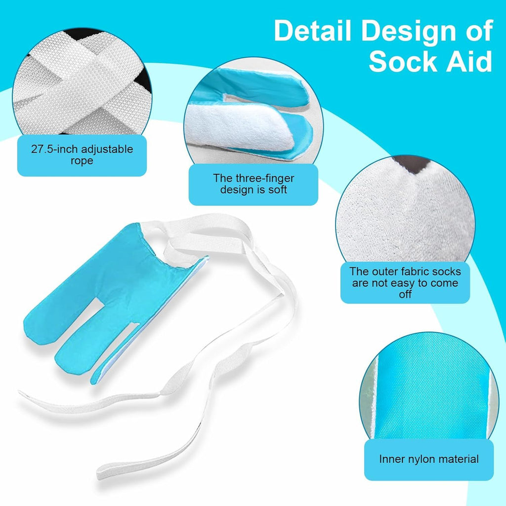 Sock Aid Device for Seniors, Sock Aids for Putting and Off Socks, Sock Helper for Pregnant Women and Disability, Easy On and Off Stocking Slider, Handicapped Avoid Bending Sock Assistant Device