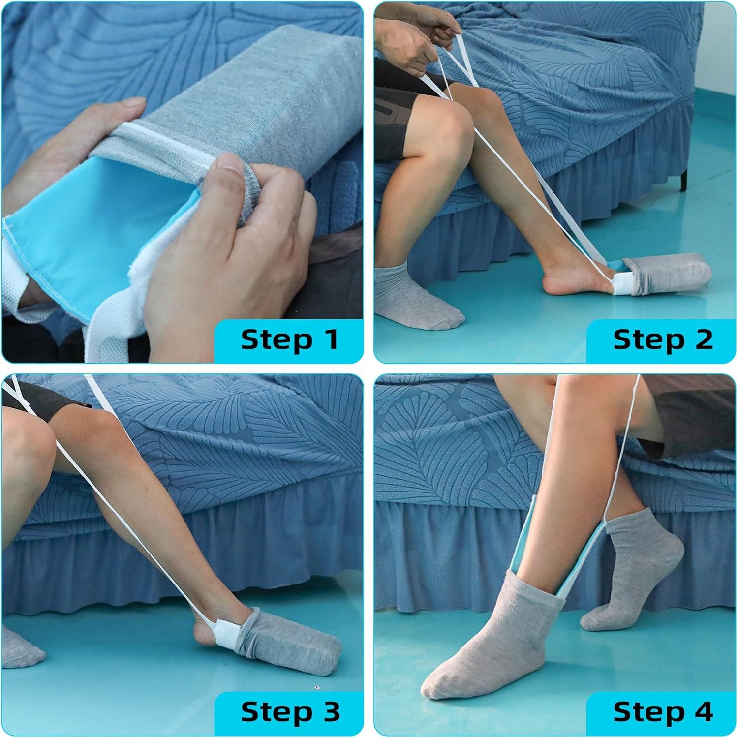 Sock Aid Device for Seniors, Sock Aids for Putting and Off Socks, Sock Helper for Pregnant Women and Disability, Easy On and Off Stocking Slider, Handicapped Avoid Bending Sock Assistant Device