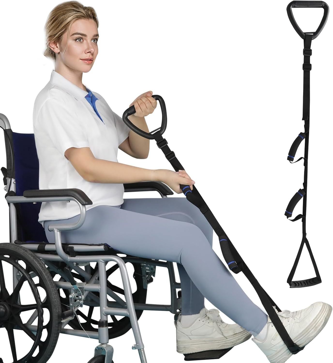 Long Leg Lifter, Leg Lifter Strap Rigid with Large Foot Loop, Legs Strap Lift for Get in and Out of Bed,Car,Wheelchair for Disables and Elderly，Foot Straps，Legs Aid Lift aids (25.5in-56in)