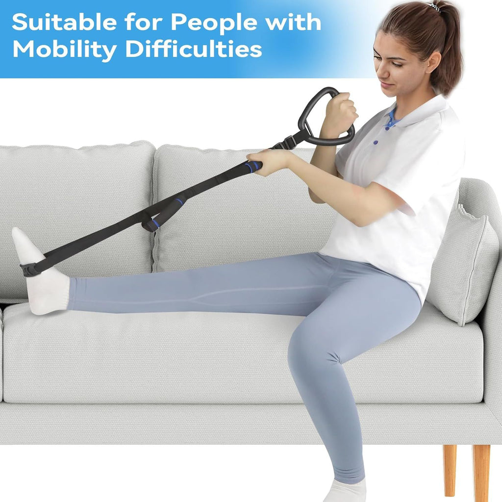 Long Leg Lifter, Leg Lifter Strap Rigid with Large Foot Loop, Legs Strap Lift for Get in and Out of Bed,Car,Wheelchair for Disables and Elderly，Foot Straps，Legs Aid Lift aids (25.5in-56in)