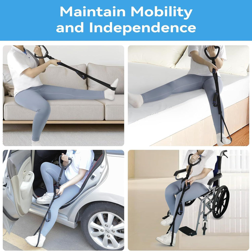 Long Leg Lifter, Leg Lifter Strap Rigid with Large Foot Loop, Legs Strap Lift for Get in and Out of Bed,Car,Wheelchair for Disables and Elderly，Foot Straps，Legs Aid Lift aids (25.5in-56in)