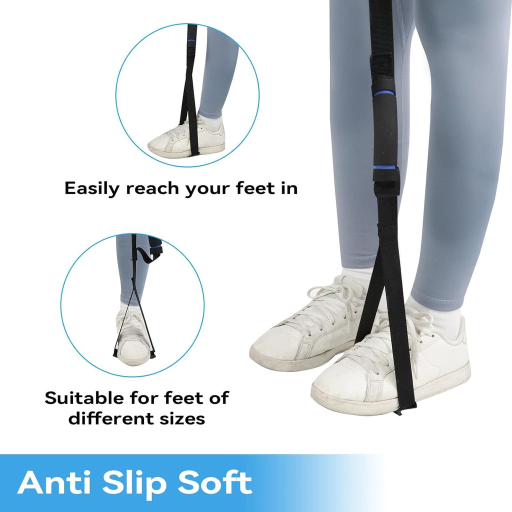 Long Leg Lifter, Leg Lifter Strap Rigid with Large Foot Loop, Legs Strap Lift for Get in and Out of Bed,Car,Wheelchair for Disables and Elderly，Foot Straps，Legs Aid Lift aids (25.5in-56in)