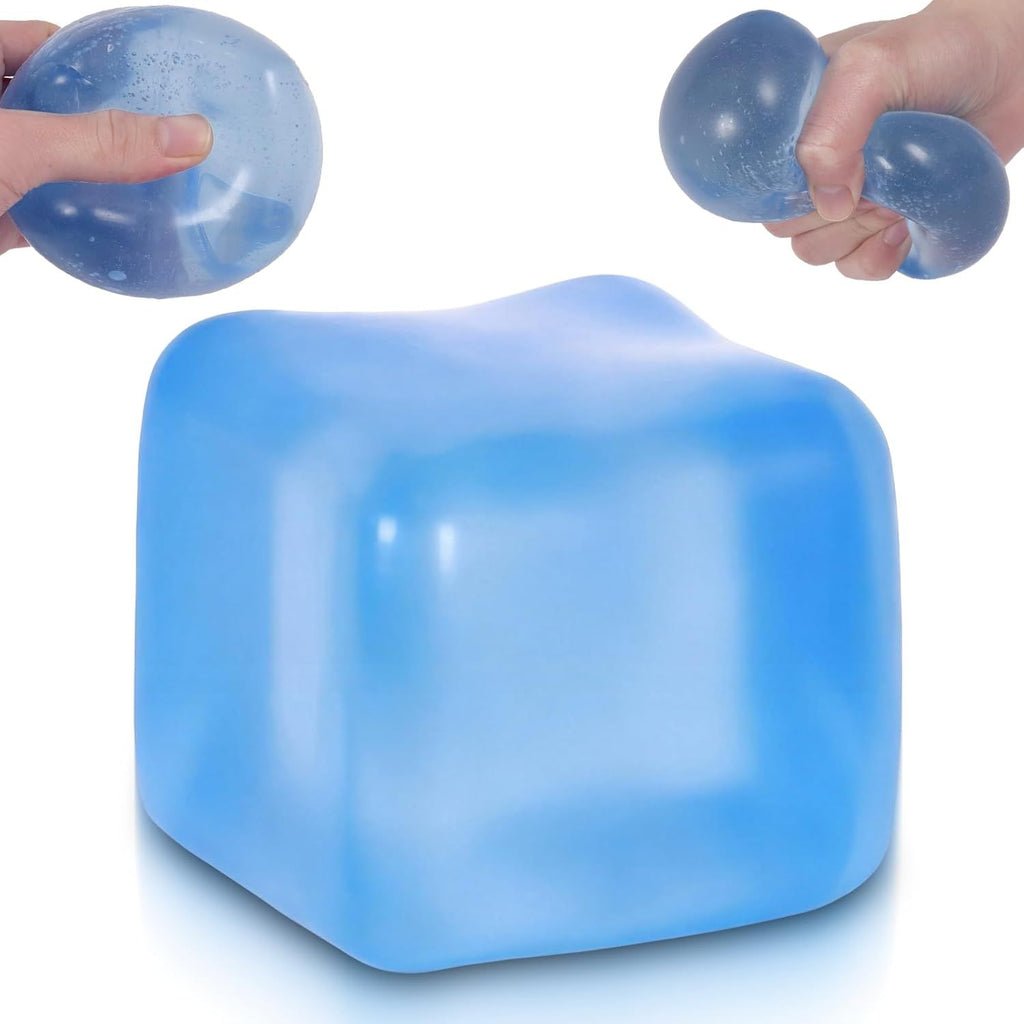 Large Ice Cube Squishy Toy 7cm (2.76Inch),  Big Slow Rising Squishies for Sensory Play, Perfect Stress Relief Fidget Toys for Adults Anxiety, Squishy Cube Sensory Toys (Blue)