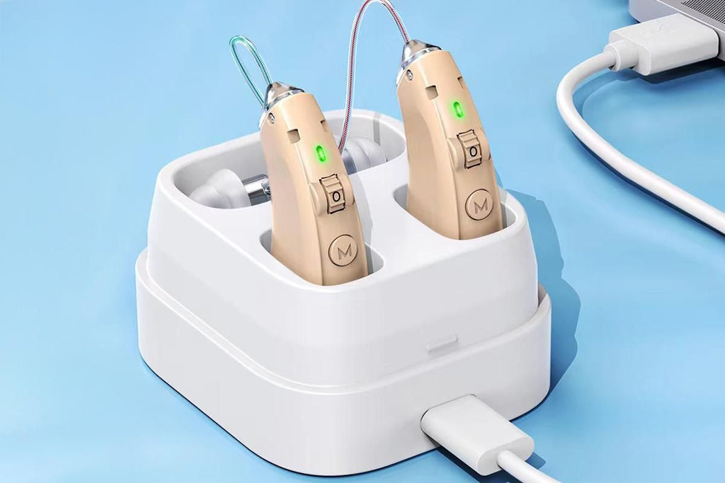 Smart Noise Reduction BTE Hearing Aid with Charging Case Rechargeable Sound Amplifier - Cuticolor