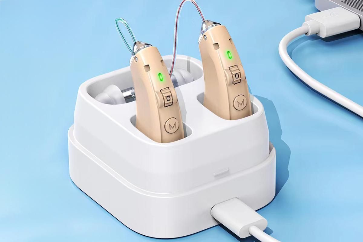 Smart Noise Reduction BTE Hearing Aid with Charging Case Rechargeable Sound Amplifier - Cuticolor