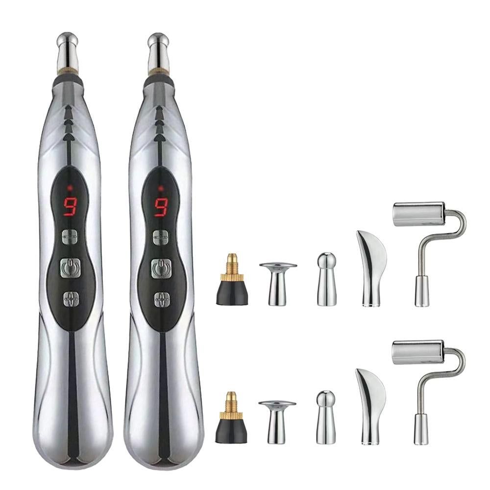2pcs Electronic Acupuncture Pen Relief Pain Electric Massager Tools for Body Head Neck