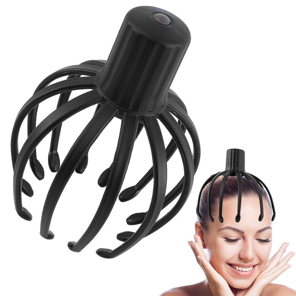 Head Scalp Massager Electric Octopus Claw Scalp Massage Tool Portable Muscle Relaxation Equipment -Black
