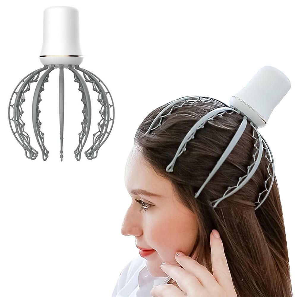 Head Scalp Massager Electric Octopus Claw Scalp Massage Tool Portable Muscle Relaxation Equipment -Black