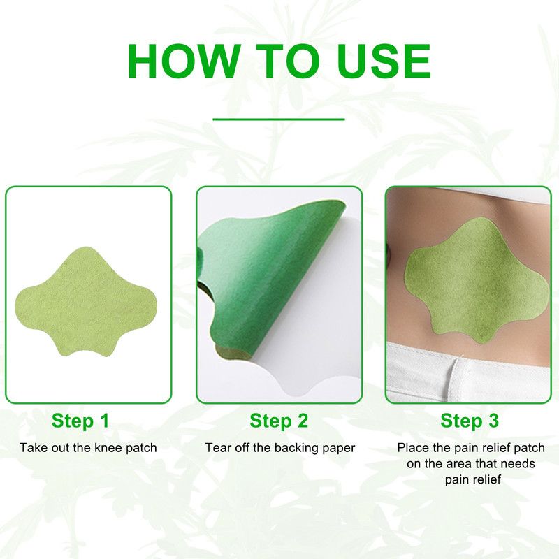 Herbal Mugwort Lumbar Patches: Warm Compress Patches for Lower Back Pain Caused by Muscle Strain or Prolonged Sitting (48 pcs/4 boxes)