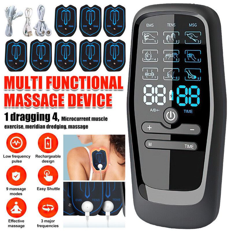 Portable Digital Massage Therapy Machine, USB Rechargeable Dual User Electric Pulse Massager for Neck Waist Knee Joint Soreness
