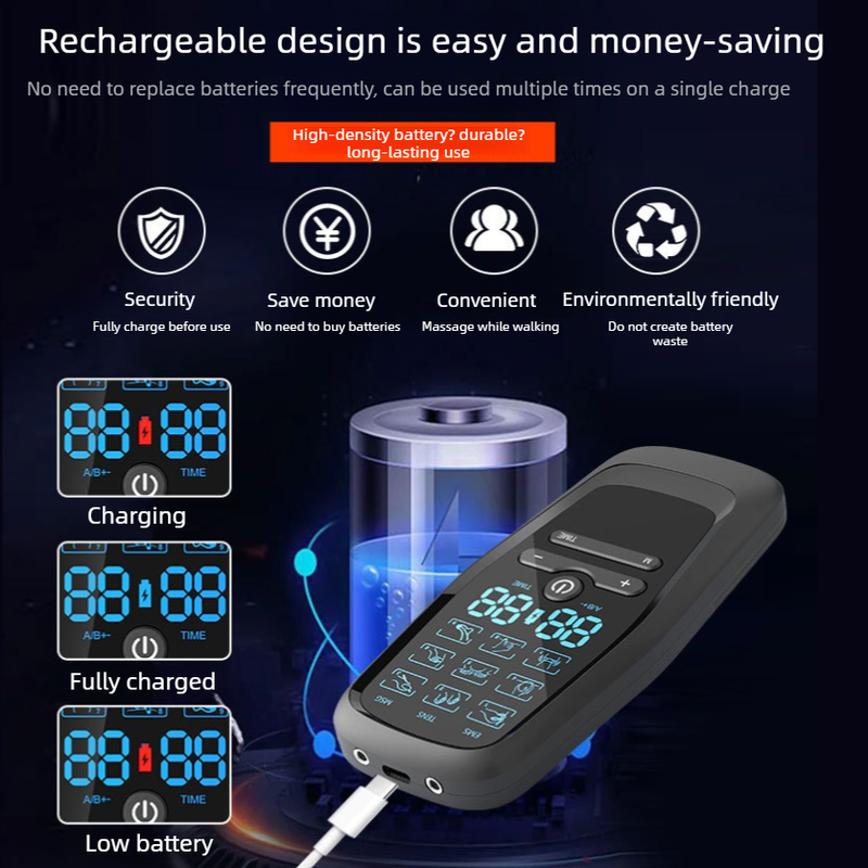 Portable Digital Massage Therapy Machine, USB Rechargeable Dual User Electric Pulse Massager for Neck Waist Knee Joint Soreness