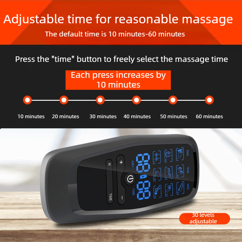 Portable Digital Massage Therapy Machine, USB Rechargeable Dual User Electric Pulse Massager for Neck Waist Knee Joint Soreness