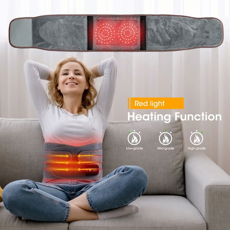 Far Infrared Hot Compress Waist Support Belt, Wireless USB Charging Vibration Massager Belt for Lumbar & Abdomen Care