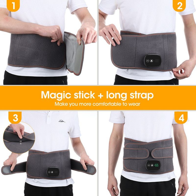 Far Infrared Hot Compress Waist Support Belt, Wireless USB Charging Vibration Massager Belt for Lumbar & Abdomen Care