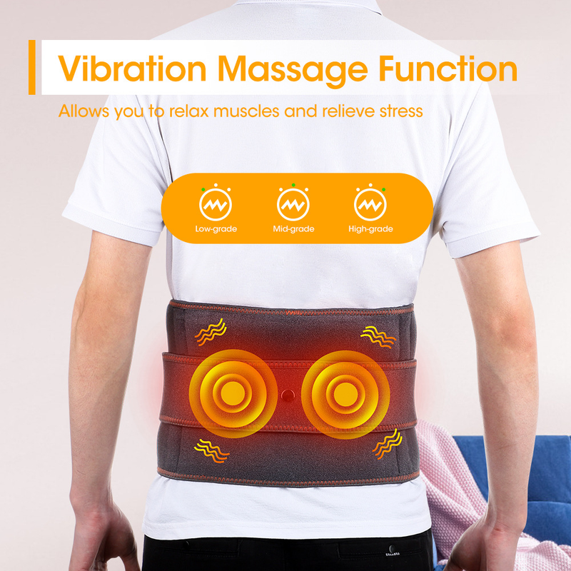 Far Infrared Hot Compress Waist Support Belt, Wireless USB Charging Vibration Massager Belt for Lumbar & Abdomen Care