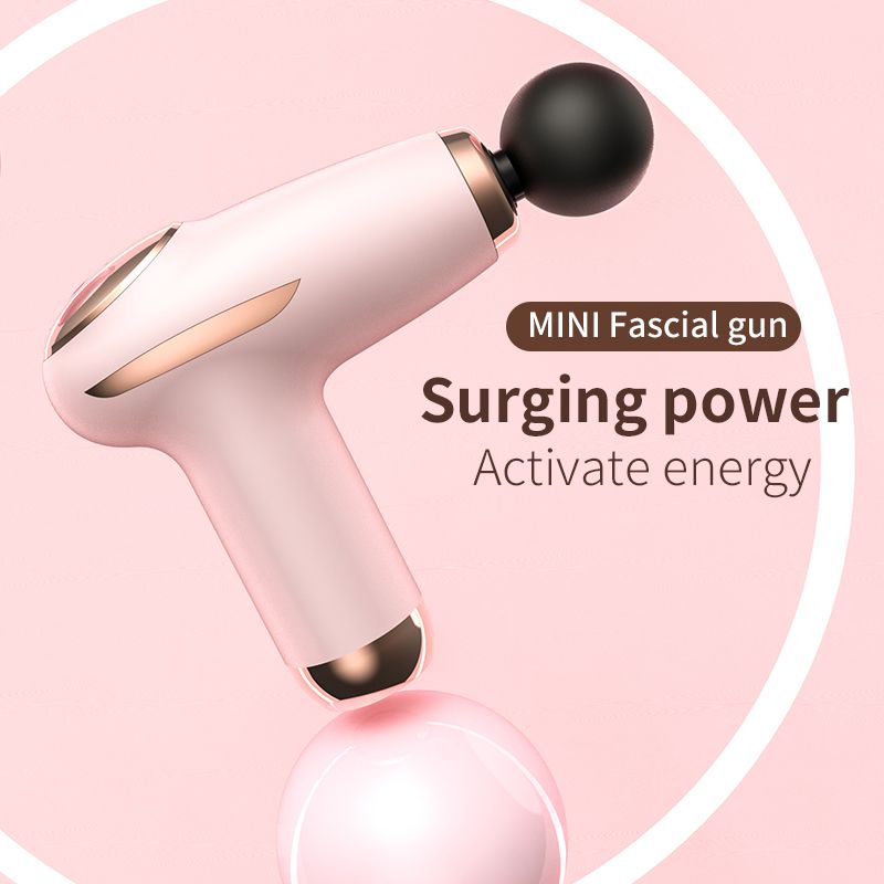 Black - Portable Mini Fascia Gun with 4 Massage Heads, Type-C Rechargeable Low-Noise Handheld Percussion Massager for the Gym