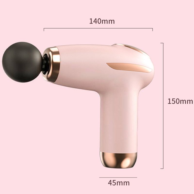 Black - Portable Mini Fascia Gun with 4 Massage Heads, Type-C Rechargeable Low-Noise Handheld Percussion Massager for the Gym
