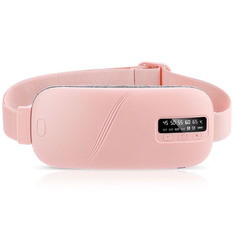 LED Display Period Heating Belt for Women, 5 Heat Settings & 4 Vibration Modes Wireless Menstrual Cramp Relief Waist Heating Pad - Pink