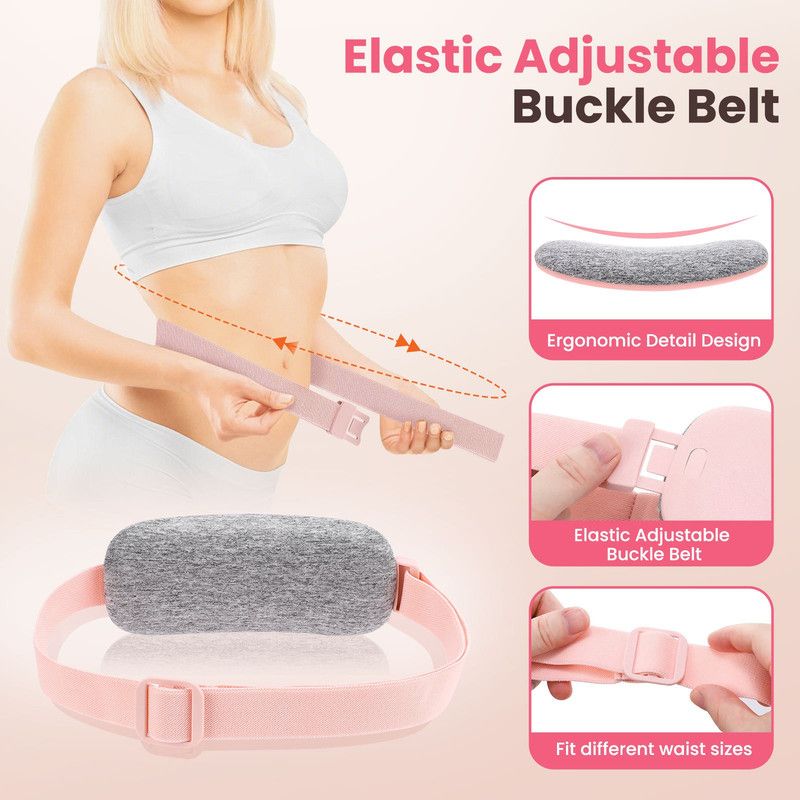 LED Display Period Heating Belt for Women, 5 Heat Settings & 4 Vibration Modes Wireless Menstrual Cramp Relief Waist Heating Pad - Pink