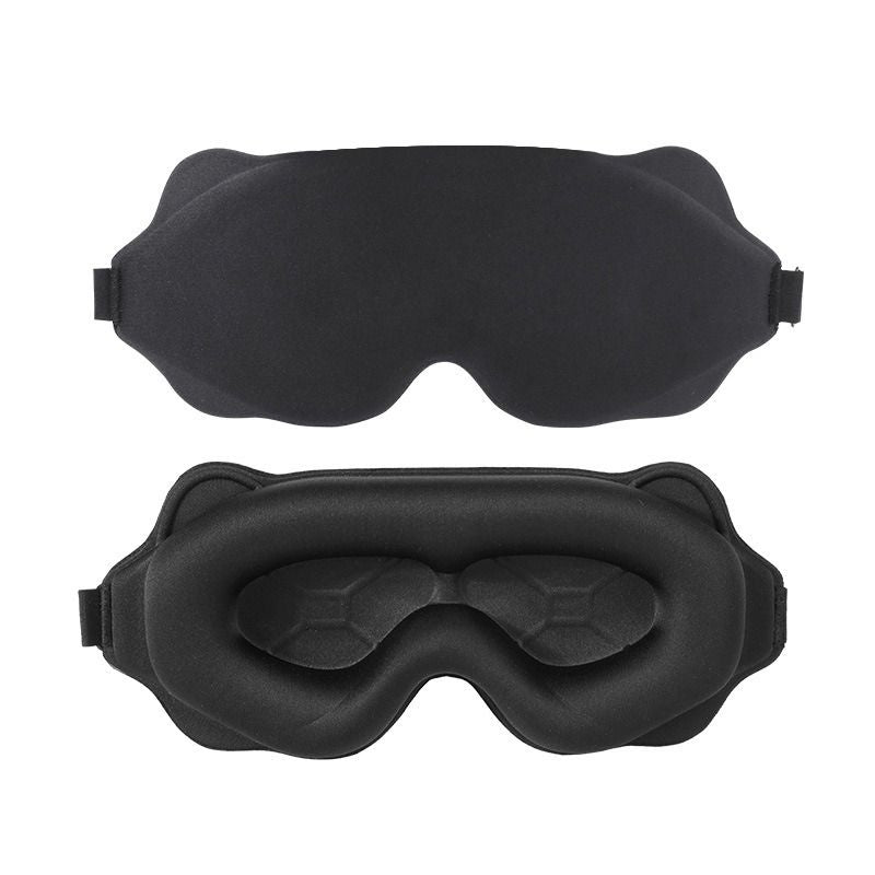 3D Contoured Sleep Mask, Breathable Fabric with Adjustable Strap, Light-Blocking Eye Mask for Sleeping, Napping, and Travel—Black